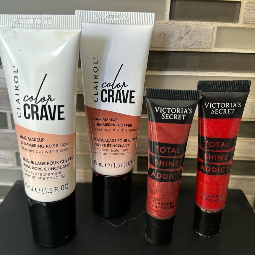 Beauty lot of 4 items hair colors tried but new vs lip glosses new